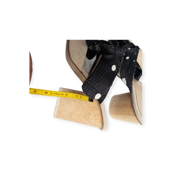 Botkier Hampton Ribbon Bow Mules With Polka Dots & Wooden Block Heels Linen - Picture 16 of 16